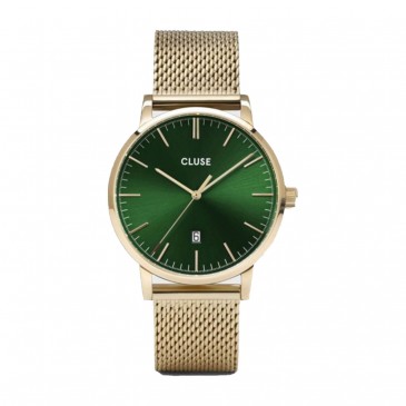 Cluse Aravis 3H 40mm Green Dial Mesh u